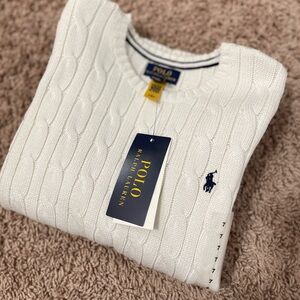 Polo by Ralph Lauren Kids White Cable Knit Sweater